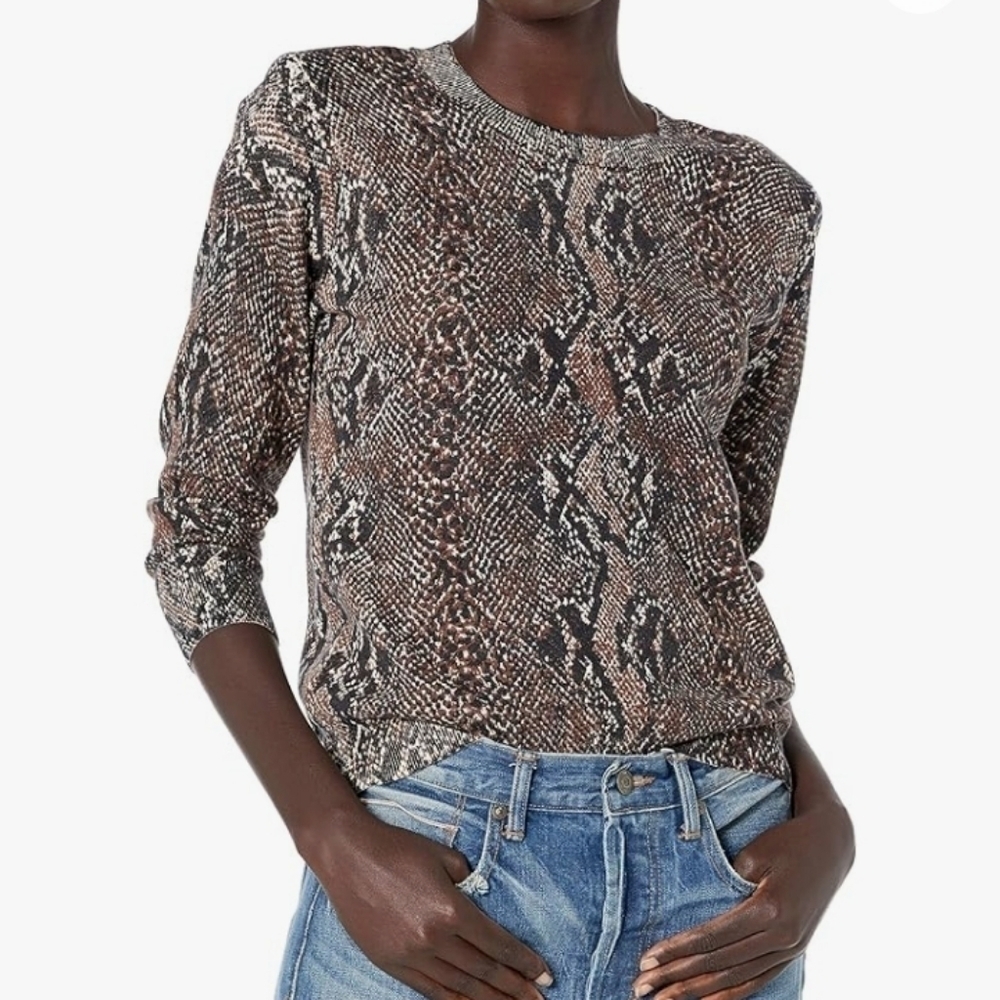 Joie Darrell Snake Skin Print Sweater White